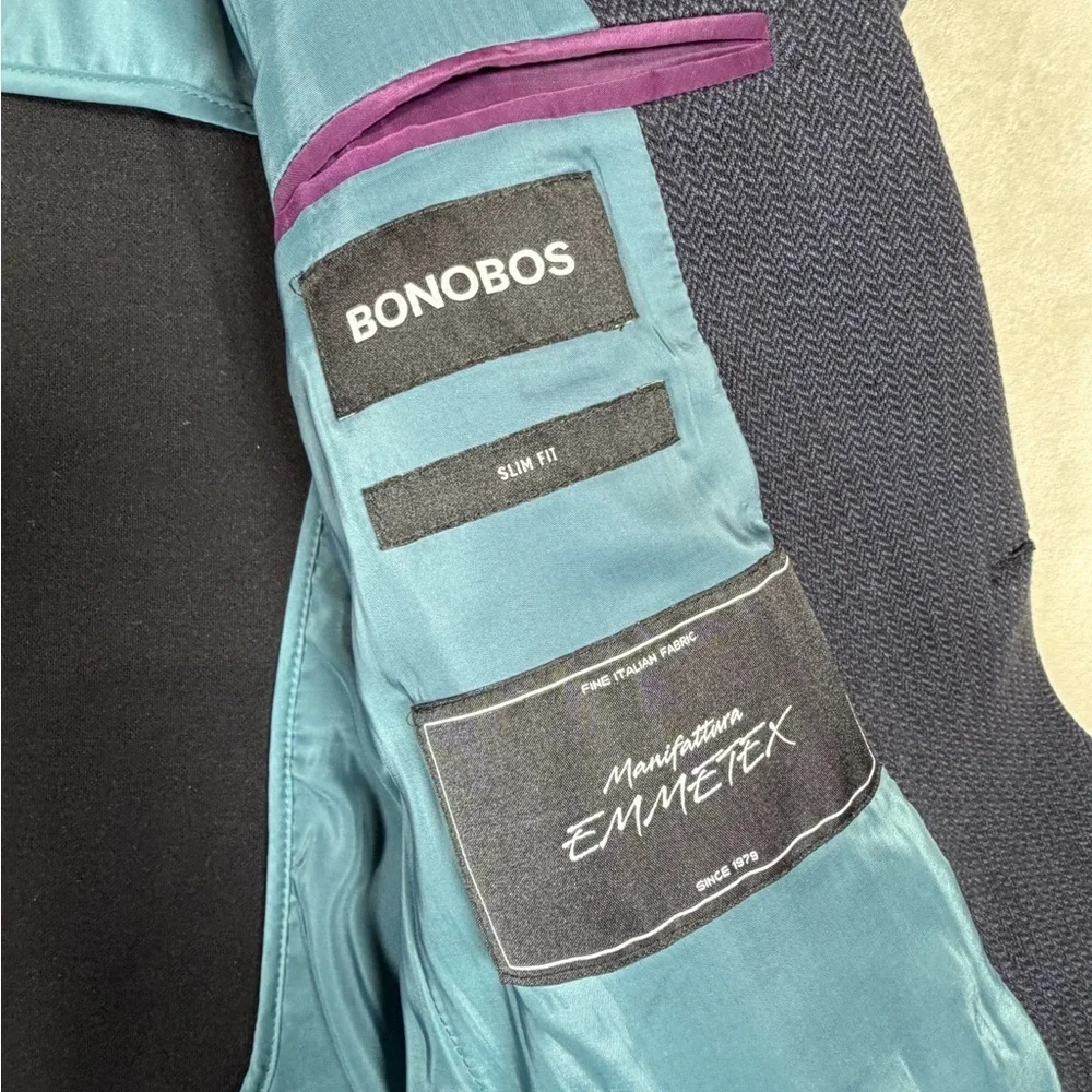 Bonobos 40R Italian Fabric Thick Cotton Blend Midnight Blue Corded Sport Coat